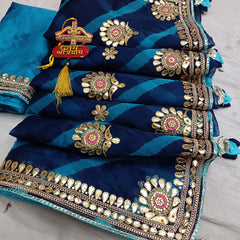 LEHERIYA ORGANZA HANDWORK GOTA PATTI SAREE