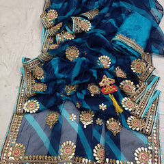 LEHERIYA ORGANZA HANDWORK GOTA PATTI SAREE