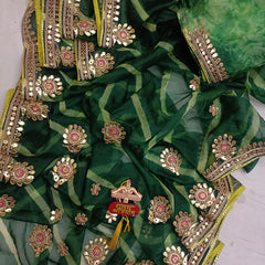 LEHERIYA ORGANZA HANDWORK GOTA PATTI SAREE