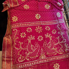 PURE UPADA SILK LEHERIYA MANDANA WORK SAREE