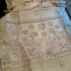 PURE UPADA SILK LEHERIYA MANDANA WORK SAREE