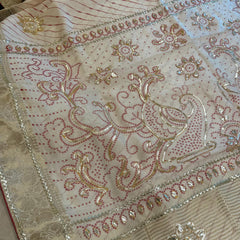 PURE UPADA SILK LEHERIYA MANDANA WORK SAREE
