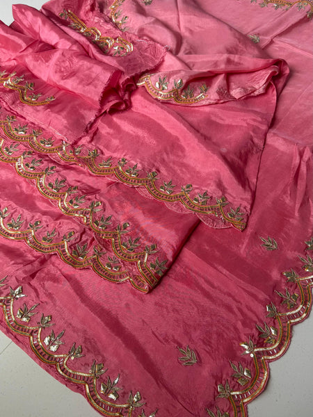 PURE UPADA SILK KACHII GOTA PATTI SAREE
