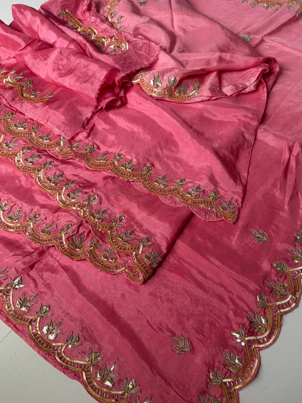 PURE UPADA SILK KACHII GOTA PATTI SAREE