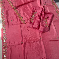 PURE UPADA SILK KACHII GOTA PATTI SAREE