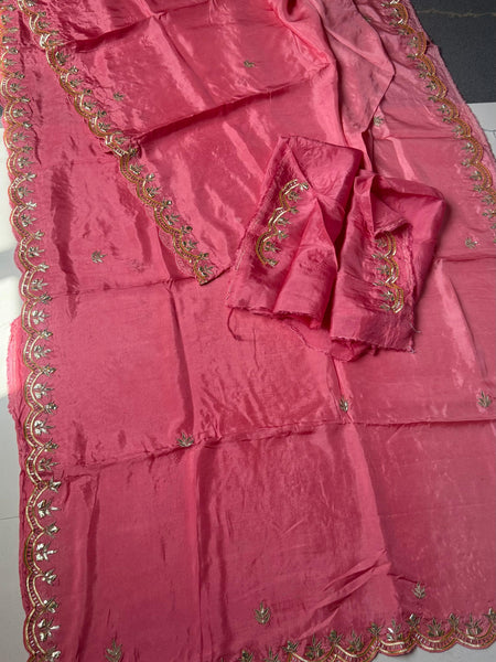 PURE UPADA SILK KACHII GOTA PATTI SAREE