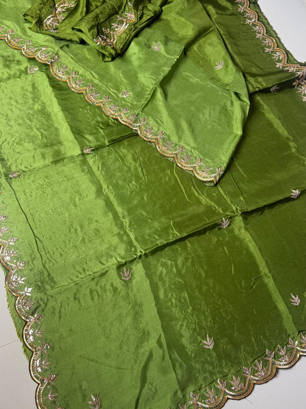 PURE UPADA SILK KACHII GOTA PATTI SAREE