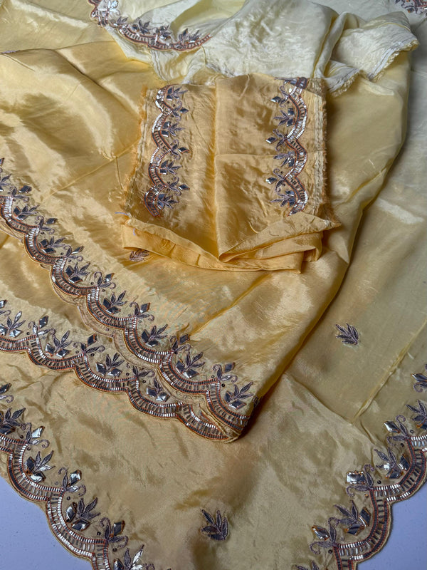 PURE UPADA SILK KACHII GOTA PATTI SAREE