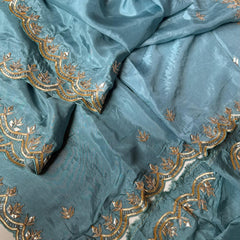 PURE UPADA SILK KACHII GOTA PATTI SAREE