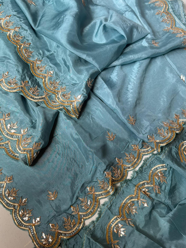 PURE UPADA SILK KACHII GOTA PATTI SAREE