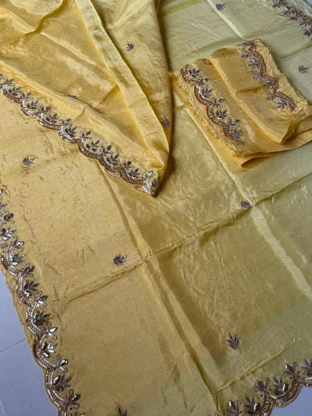 PURE UPADA SILK KACHII GOTA PATTI SAREE