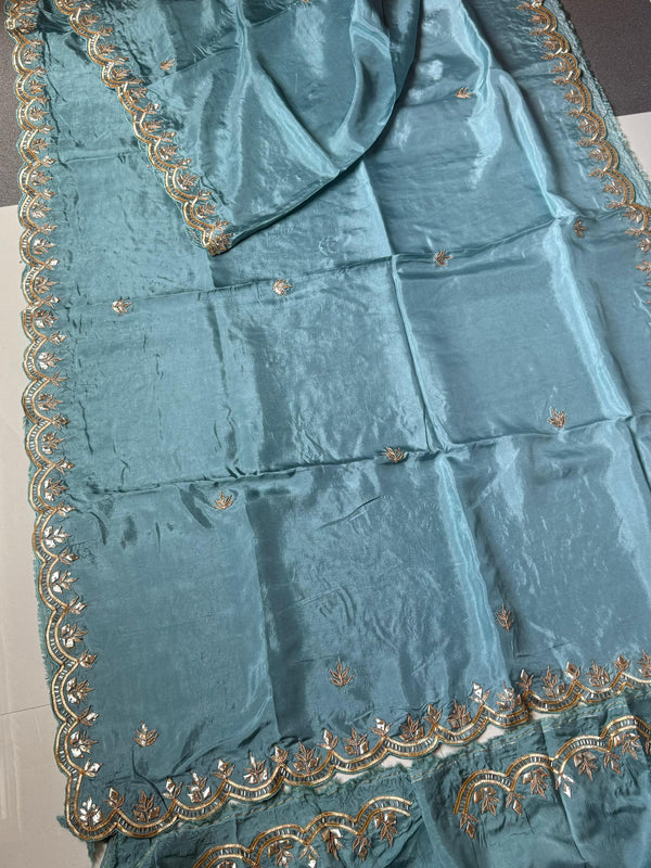 PURE UPADA SILK KACHII GOTA PATTI SAREE