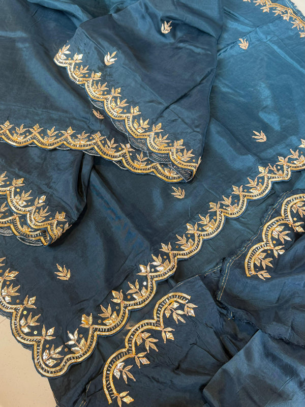 PURE UPADA SILK KACHII GOTA PATTI SAREE