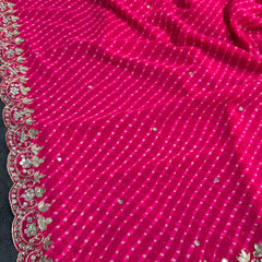 MOTHRA PINK LEHERIYA SAREE