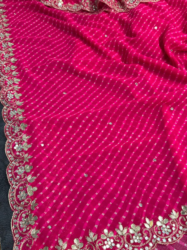 MOTHRA PINK LEHERIYA SAREE