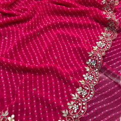 MOTHRA PINK LEHERIYA SAREE