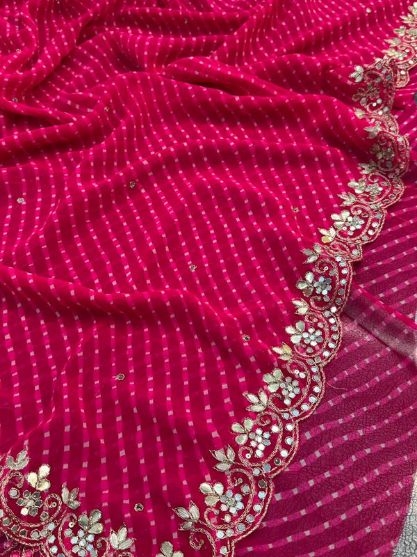 MOTHRA PINK LEHERIYA SAREE