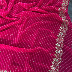 MOTHRA PINK LEHERIYA SAREE