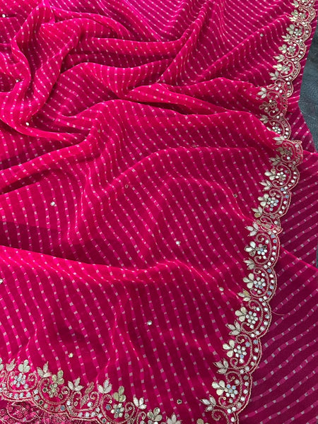 MOTHRA PINK LEHERIYA SAREE