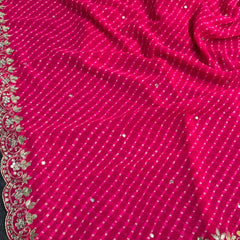 MOTHRA PINK LEHERIYA SAREE