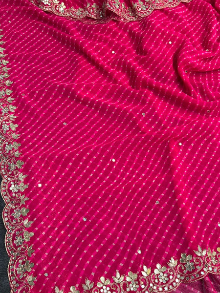 MOTHRA PINK LEHERIYA SAREE