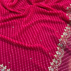 MOTHRA PINK LEHERIYA SAREE