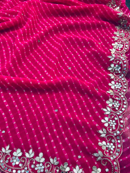 MOTHRA PINK LEHERIYA SAREE
