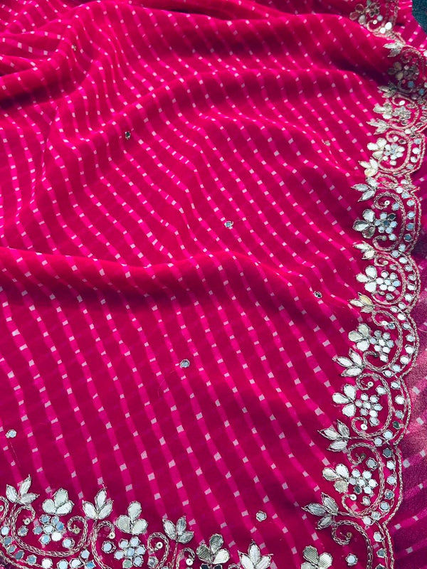 MOTHRA PINK LEHERIYA SAREE