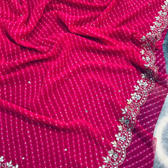 MOTHRA PINK LEHERIYA SAREE