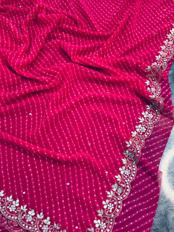 MOTHRA PINK LEHERIYA SAREE