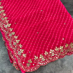 MOTHRA PINK LEHERIYA SAREE