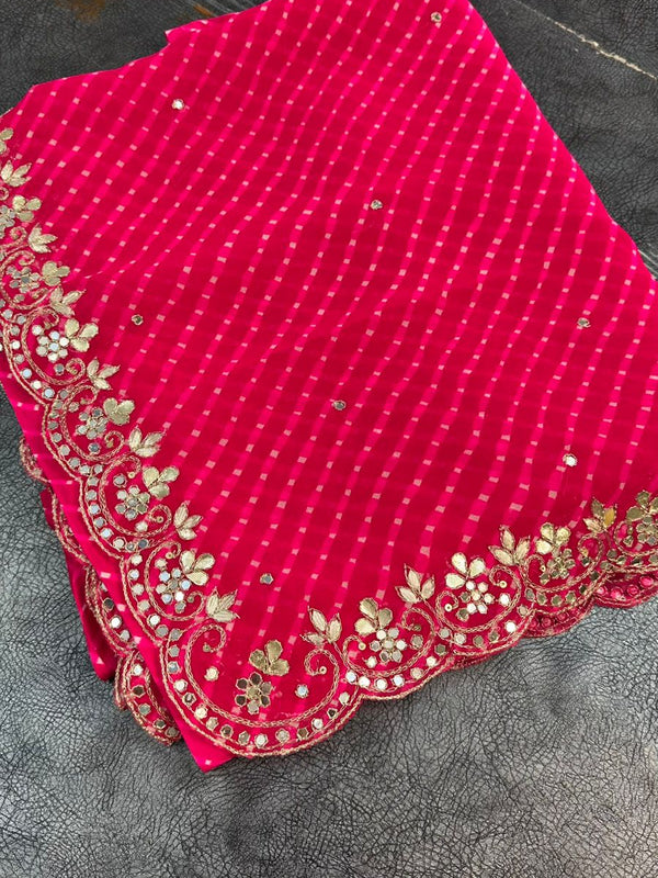 MOTHRA PINK LEHERIYA SAREE