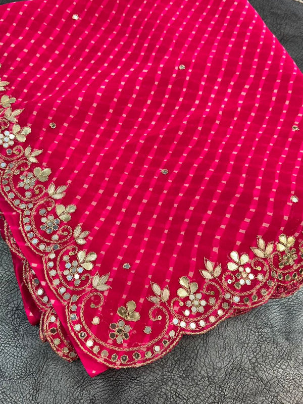 MOTHRA PINK LEHERIYA SAREE