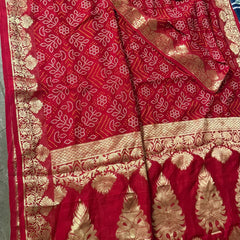 PURE MOONGA SILK BANDHANI SAREE