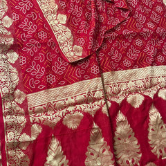 PURE MOONGA SILK BANDHANI SAREE