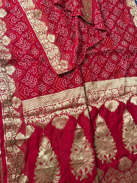 PURE MOONGA SILK BANDHANI SAREE