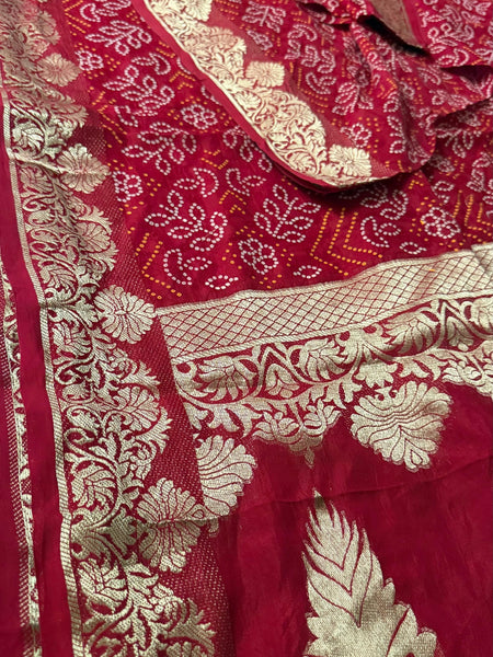 PURE MOONGA SILK BANDHANI SAREE