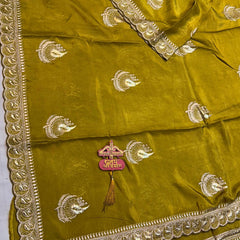 Elegant Pure Silk Handcrafted Saree with Traditional Gota Work Border