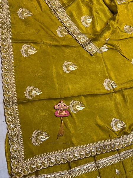 Elegant Pure Silk Handcrafted Saree with Traditional Gota Work Border