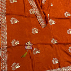 Elegant Pure Silk Handcrafted Saree with Traditional Gota Work Border