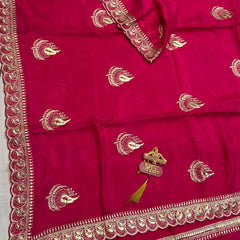 Elegant Pure Silk Handcrafted Saree with Traditional Gota Work Border