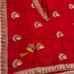 Elegant Pure Silk Handcrafted Saree with Traditional Gota Work Border