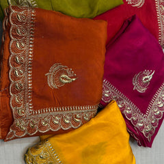 Elegant Pure Silk Handcrafted Saree with Traditional Gota Work Border