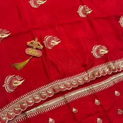 Elegant Pure Silk Handcrafted Saree with Traditional Gota Work Border
