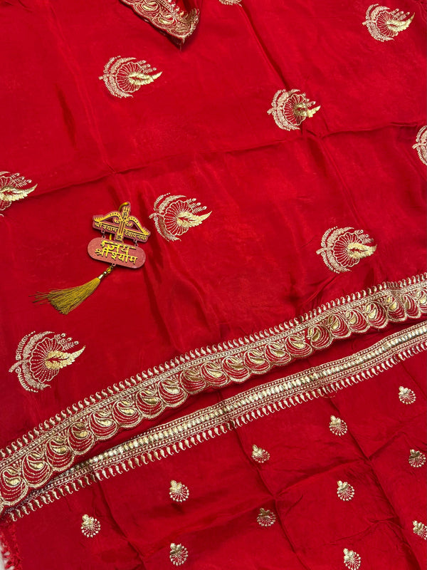 Elegant Pure Silk Handcrafted Saree with Traditional Gota Work Border