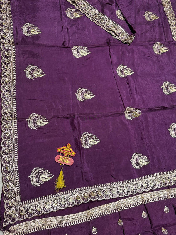 Elegant Pure Silk Handcrafted Saree with Traditional Gota Work Border