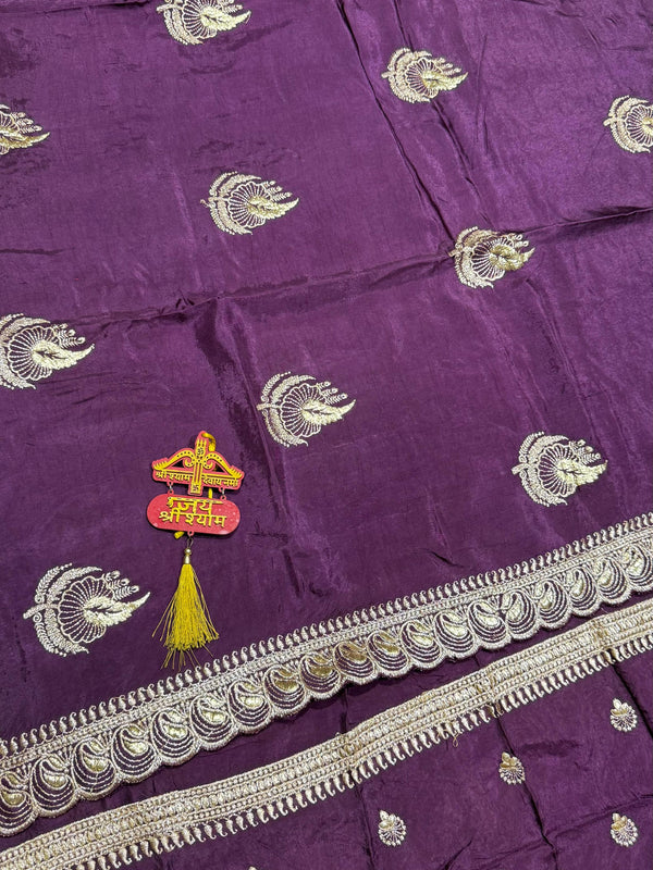 Elegant Pure Silk Handcrafted Saree with Traditional Gota Work Border