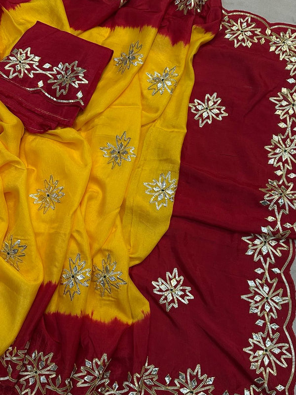 PURE UPADA KACHI GOTA PATTI SAREE