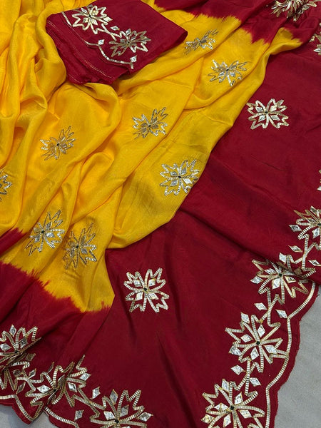 PURE UPADA KACHI GOTA PATTI SAREE