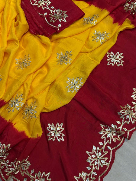 PURE UPADA KACHI GOTA PATTI SAREE